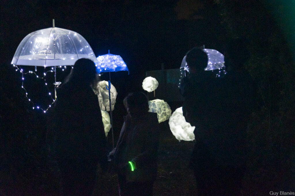Forêt du crépuscule. Promenade immersive son et lumière dans une forêt ponctué de danse, chant, comédien...produit et réalisé par Scène Sur Loiing